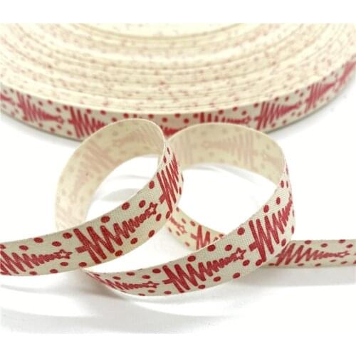 5Yards 15mm Cotton Ribbon Printed Cotton Ribbons For Wedding Christmas Decoration DIY Sewing Fabric #25