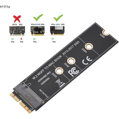 M.2 NVME SSD Convert Adapter Card for MacBook Air Pro Retina 2013-2017 NVME/AHCI SSD Upgraded Kit For A1465 A1466 A1398 A1502