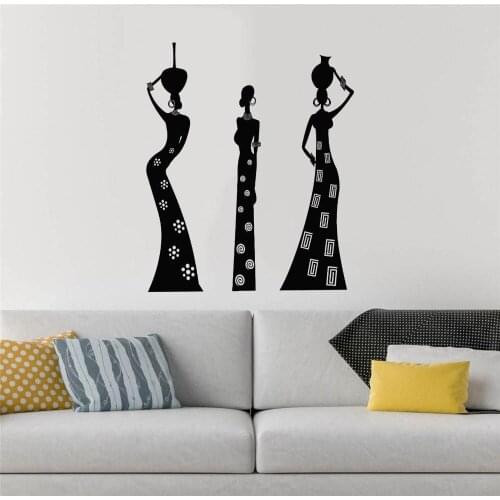 African Woman Decal Wall Native Black Girls Ethnic Style Stickers Vinyl Revocable Art Mural DW8480