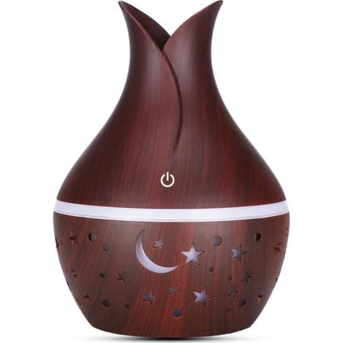 Aroma diffuser 300ml USB plug wooden base air ultrasonic humidifier 7 Color Changing LED Light humidifier