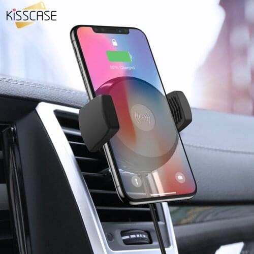 KISSCASE Car Phone Holder 10W Fast Wireless Charger For iPhone 11 Pro Max Samsung Xiaomi Mi 9 Huawei Car Vent Phone Holder Stand