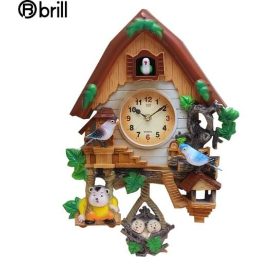 3d Voice Activated Cuckoo Clock Wall Decor Childrens Room Bedroom Watch Cartoon Bird Clocks Wall Home Decor Living Room Vintage