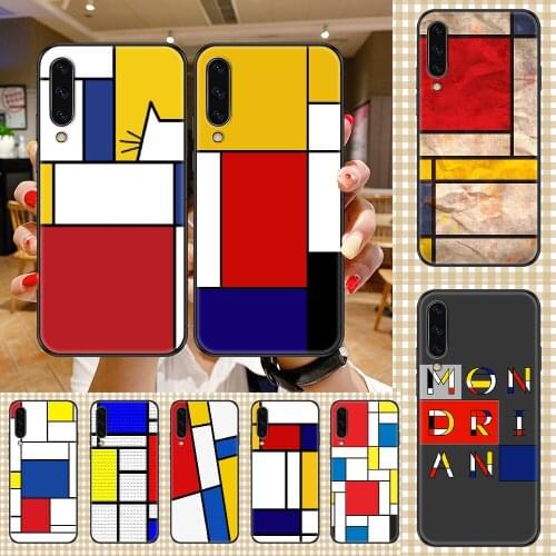 Art Color Mondrian Phone case For Samsung Galaxy A 3 5 7 8 10 20 21 30 40 50 51 70 71 E S 2016 2018 4G black trend cover pretty