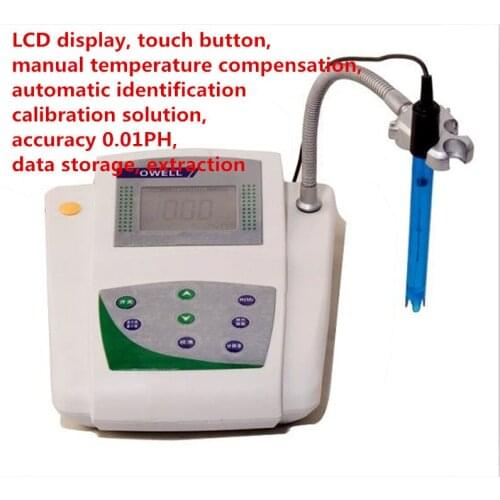 Digital PH Meter Detetor Aquarium Tool Water Quality Monitor Tester PH Meter LCD touch button 0.01PH data storage extraction