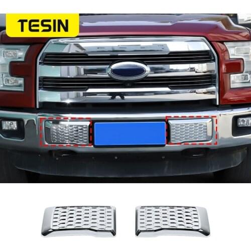 Front Bumper Decoration Cover Trim Sticker for Ford F150 2015 2016 2017 2018 2019 2020 2021 ABS Chrome Car Exterior Accessories