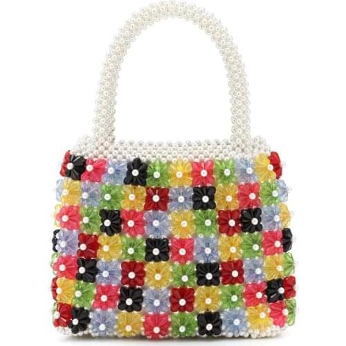 2021 Designer Bag Design Flower Heart Hand-woven Pearl Beaded Bag Flower-shaped Female Dinner Bag Wedding Bridal Decoration Bag