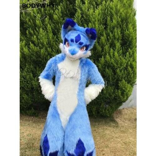 Long Fur Husky Dog Fox Mascot Costume Fursuit Halloween Suit Cosplay Furry Costume Adult Size Customize Outfit