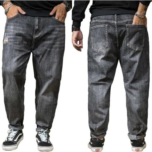 New Fashion Plus Size Jeans Men Casual Denim Pants Loose Baggy Trousers Hiphop Harem Jeans Streetwear Plus Size 44 46 Clothing