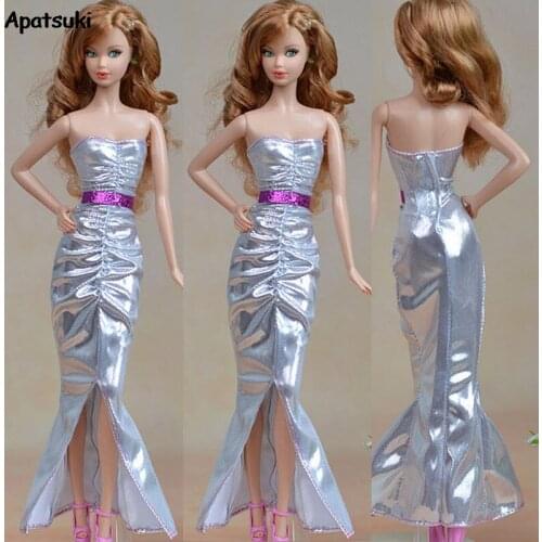 Elegant Silver Party Dress Clothes For Barbie Dolls Clothes For 1/6 BJD Doll Girl Present For Christmas 1:6 Doll Clothes Kid Toy