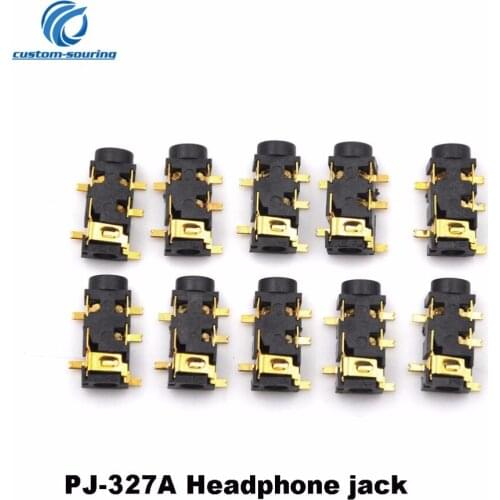 Female Audio Connector 5 Pin SMT SMD Headphone Jack Socket PJ-327A Gold-Plated Patch SMD Audio Earphones Socket 3.5mm Free ship