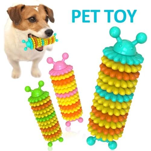 TPR Dogs Toy Cleaning Teeth Bite Resistance Cartoon Caterpillar Shape Durable Pet Chew Toys Interaction Pet Molars Sticks