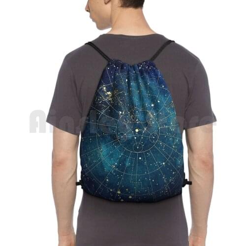 Star Map : : City Lights Backpack Drawstring Bag Riding Climbing Gym Bag Stars Star Polaris North Star Space Dark Night