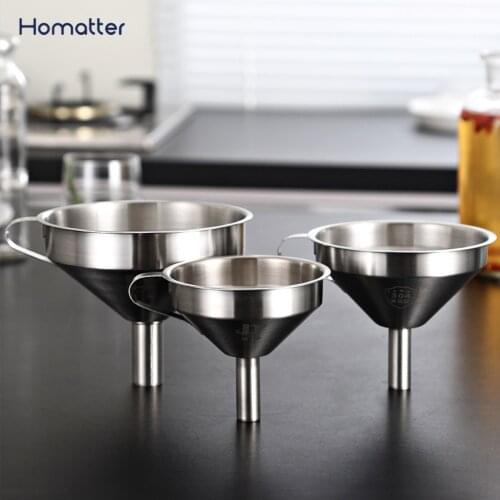Homatter Stainless Steel Cone Funnel Pour Oil Wine Liquid Hopper Kitchen Tools Gadgets Durable Funnel detachable Filter