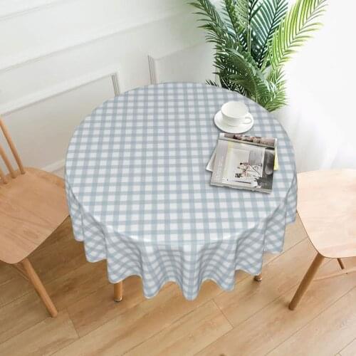 Round Table Cover JK Plaid Stripe Retro Diamond Case Waterproof Printed Tablecloth Tea Table Cloth Cover Home Decoration