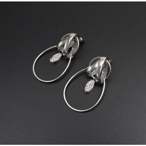 Double-circle Design High-fashion Women Earrings High Quality Luxury Copper Material Silver Color Fashion Brand Earring Jewelry