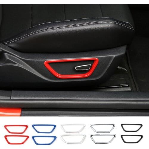 MOPAI ABS Car Interior Seat Adjustment Button Decoration Cover Ring Stickers for Ford Mustang 2015 Up Car Accessories Styling