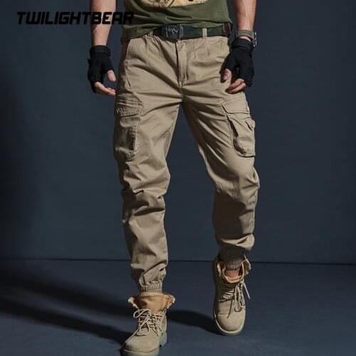 High Quality Khaki Casual Pants Men Military Tactical Joggers Camouflage Cargo Pants Multi-Pocket Fashions Black Army Trousers