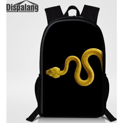 Dispalang Cool Animal Snake Printing School Backpack For Primary Students Mens Daily Shoulder Bags Oxford Mochila Boys Rucksack