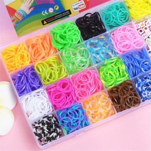 New 1500pcs Rainbow Rubber Bands Set Kid Multi-functional Classic Practical Q6PD