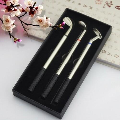 New Mini Golf Club Putter Ball Pen Golfers Gift Box Set Desktop Decor for School Supplies golf Fans supplies 3PCS/Set