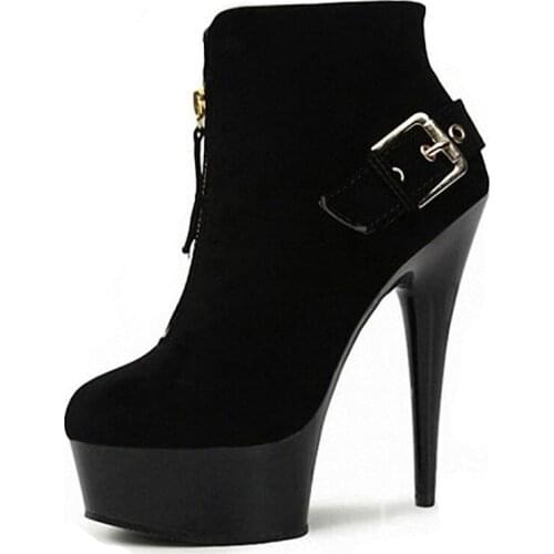 15 CM Ultra High heels Autumn winter boots Ladies shoes Ankle boots heels Fashion Sexy Hot sale Platform Motorcycle boots