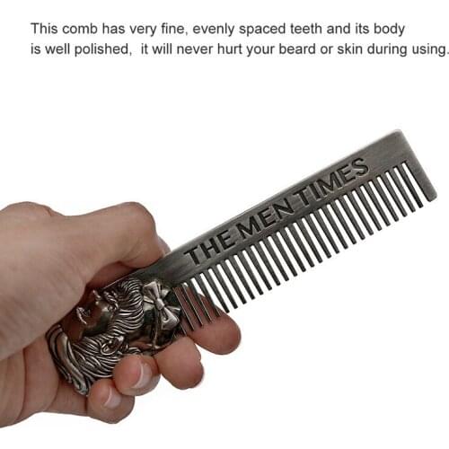 Beard brush Goat beard styling gentleman head beard comb care stainless steel beard comb mens professional beard comb