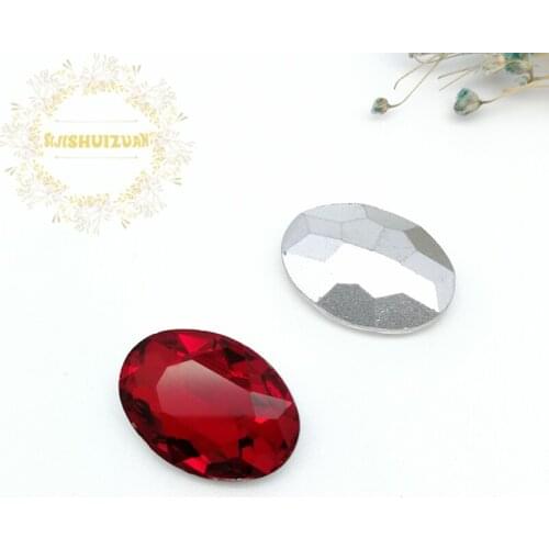 Red Oval shape Glass Crystal sew on pointback rhinestones Diy wedding dress Mobile Accessories Free shipping