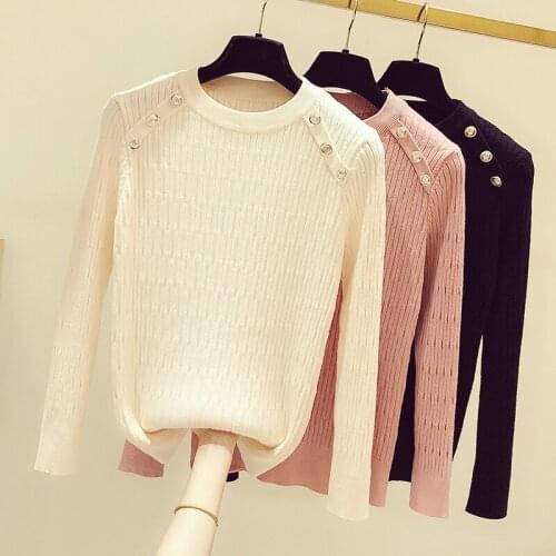 Solid Color O-neck Knit Sweater Women Stretch Bottoming Pullover Sweater Pullover Female Spring Autumn 2021