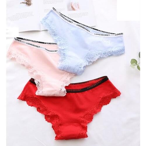 Sexy Panties 3Pcs/lot Womens Lace Briefs Seamless Cotton Female Lingerie Breathable Pants Sexy Briefs Girls Soft Underwear