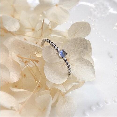 Solid Pure 925 Sterling Silver Open Finger Ring for Women Natural Moonstone Rings Wedding Party Anniversary Fine Jewelry Gift
