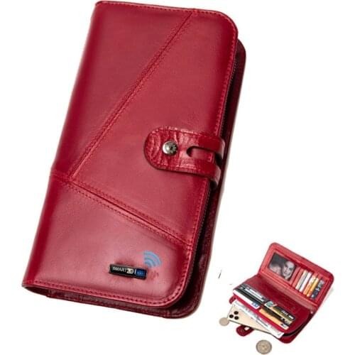 Smart Wallet Bluetooth Anti-lost Long Purse Genuine Leather Women Wallets Coin Pocket Zipper man and Lady Wallet Card Holder