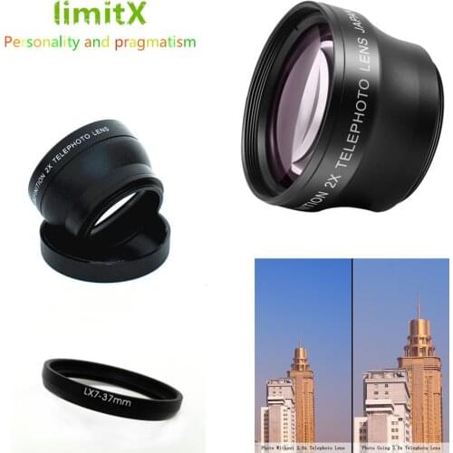 2X magnification Telephoto Lens & Adapter ring for Panasonic Lumix DMC-LX7 LX7 Digital Camera