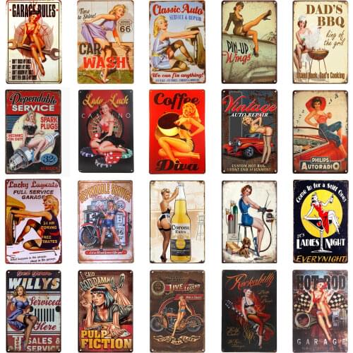 Vintage Hot Rod Garage Tin Signs Bundle - Legends American Hot Rod Metal poster Plaque