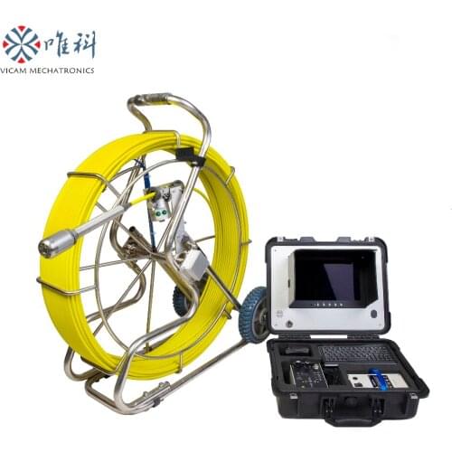 Vicam HD model 100mts Dia.11mm waterproof sewer pipe inspection camera with 40mm self level image camera and 10 inch HD monitor