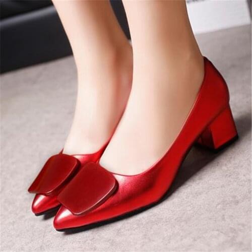 European fashion style ladies casual high-heeled shoes with rough tip pumps simple 2021 womens shoes for autumn and winter