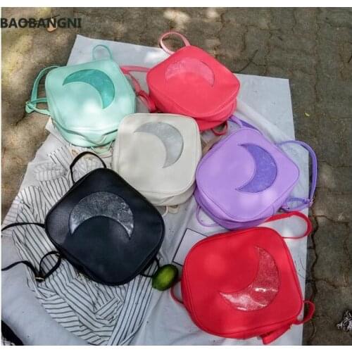 Women Backpack Transparent Moon Pattern Lolita Student School Bag Backpack Candy Color Lovely Ita Bag Sweet Cute Girls Gift