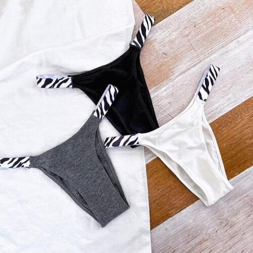 1Pcs Women Underwear European Style Breathable Low-waisted Zebra Pattern Sexy Cotton Thongs Panties Traceless