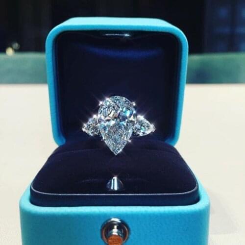 Milangirl Luxury Crystal Water Drop CZ Rings Women Proposal Engagement Ring Exquisite Wedding Anniversary Gift Party Jewelry