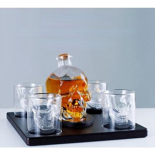 1/4 Pcs Creative Skull Glass Cup Double-layer Transparent Crystal Beer Whiskey Vodka Wine Champagne Cocktail Coffee Milk Mug