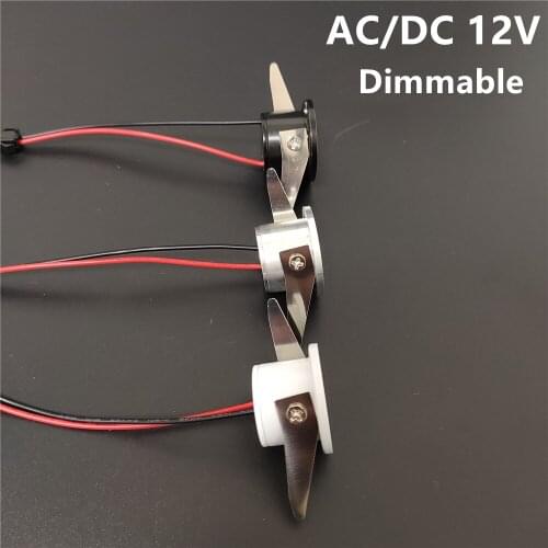 10pcs AC/DC 12V 1w mini spot light dimmable lamp Recessed Downlights for ceiling cupboard black silver white Cut Hole 27mm