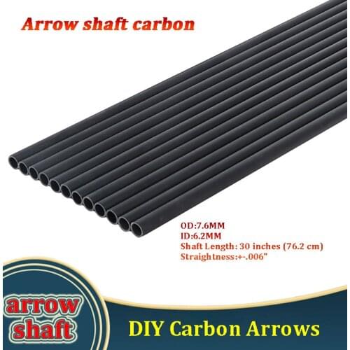 12/24Pcs 30 Inch Carbon Arrow Shafts 500 Spine ID 6.2mm for 20-50 lb Bow and arrows for adults DIY Archery
