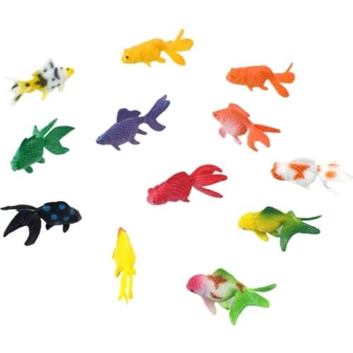 12 Pcs/Set Soft PVC Goldfishes Models Epoxy Filling Material Crystal Ocean Resin 3D Mini Fish Modeling Filler W0YA