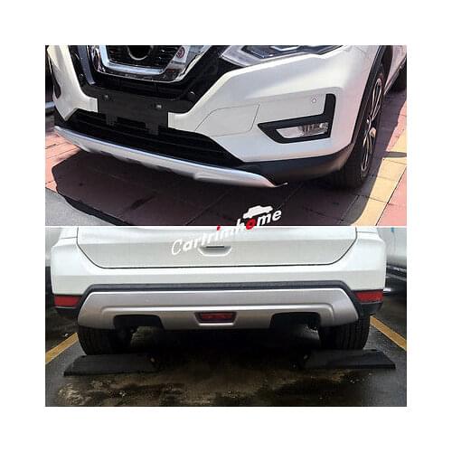 Front + Rear Bumper Protector Skid Plate 2pcs For Nissan Rogue X-Trail 2017