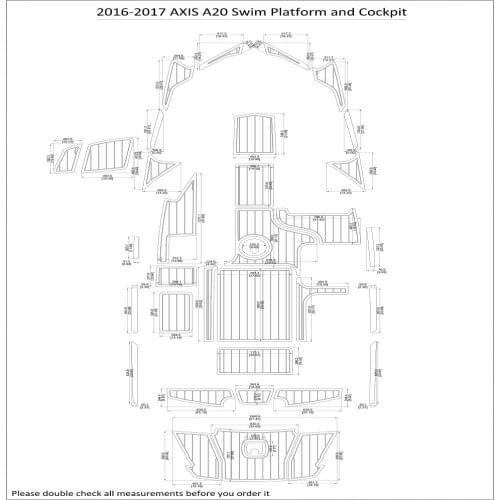 2016 – 2017 Axis A20 Swim Step & Cockpit Pad Boat EVA Teak Decking 1/4" 6mm