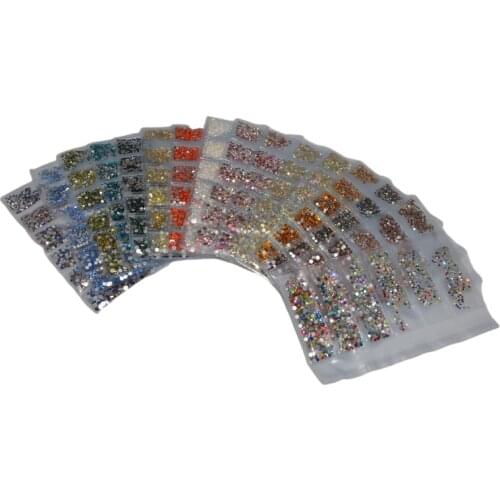 33 Colors Mix Size Crystals AB Glass Nail Rhinestones SS4-SS12 Flat Back Non Hotfix Rhinestones For Nail Art Rhinestones