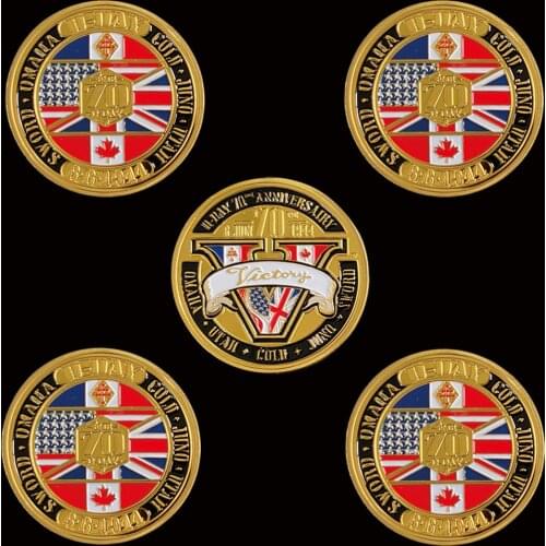 5PCS 6.6.1944 D-Day 70th Anniversairy Gold Coin Normandie Victory For Collect