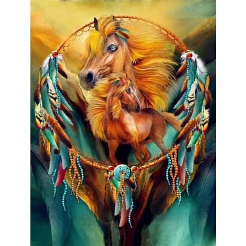 Diy Diamond Painting Dream catcher Horse 5D Square Round Diamond Embroidery Sales Full Drill Mosaic Wedding DecorationZP-3059
