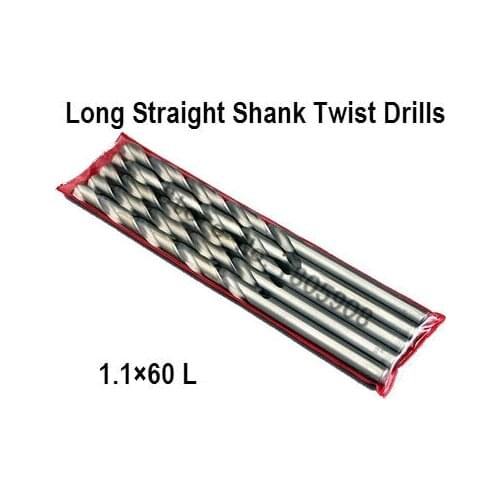 Free Shipping New Brand New 10Pcs 1.1mm Extra Long 60mm HSS Twist Drill Straigth Shank Auger Drilling Bit ,Drill bits for metal