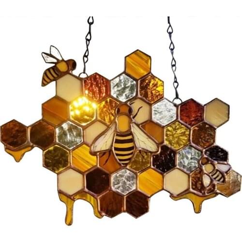 Honey Hanging Decoration 3D Acrylic Sculpture Ornaments Pendant For Indoor Outdoor Door Hanging Decoration