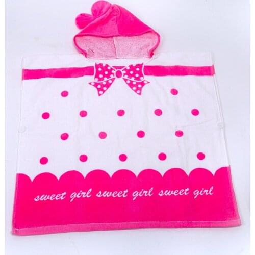 Kids Children Girl Hooded Poncho Swim Beach Bath Towel Wear Butterfly Bathrobes Cotton
